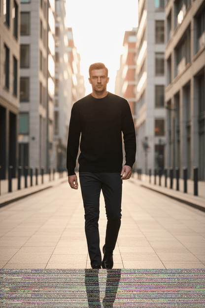 Мъжки Спортен Суичърт с плетени ръкави, Черен Giotelli Roberto Fashion Store Jacket GIO2701SWEBLKKNIS S