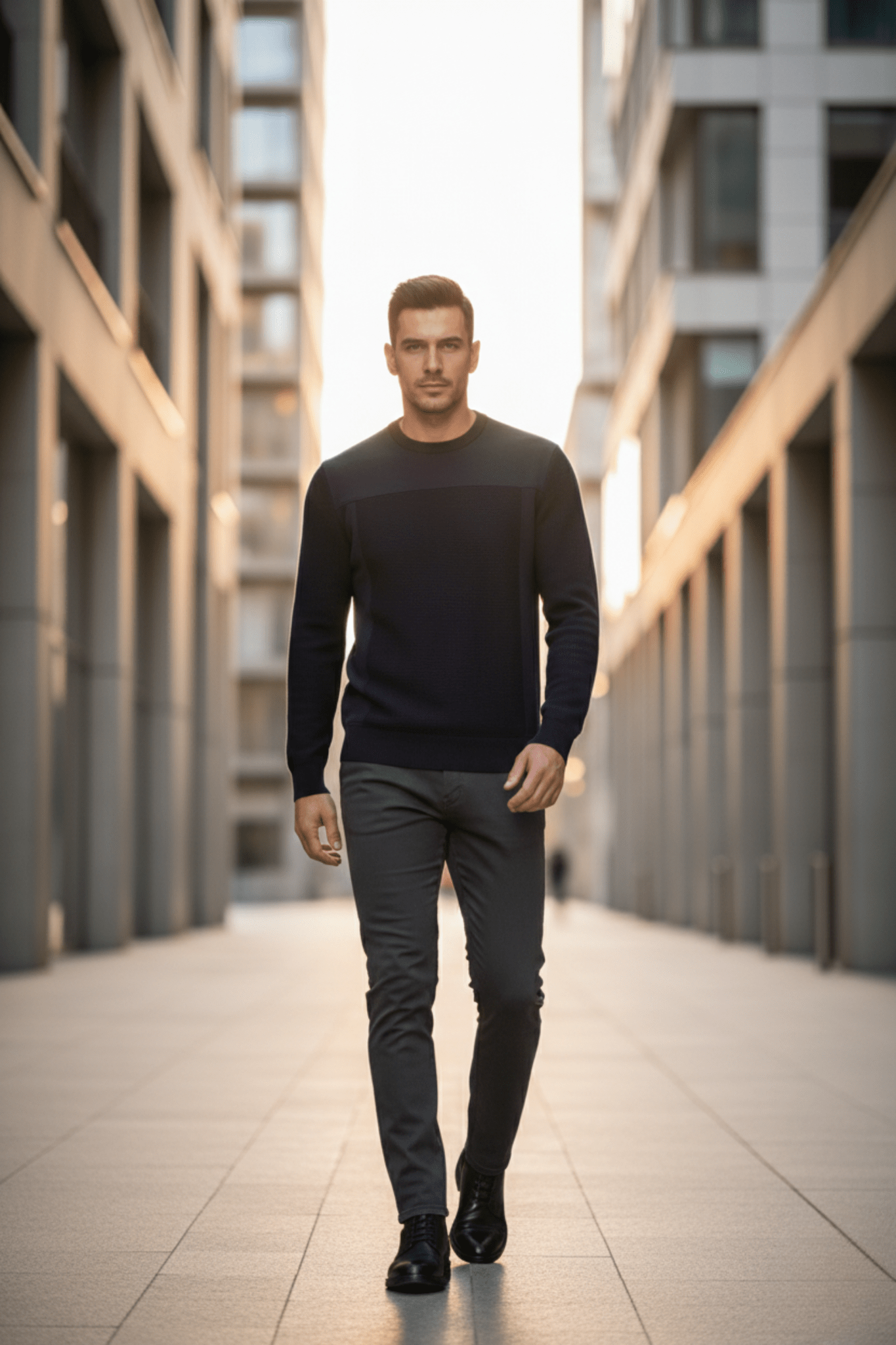 Мъжки Спортен Суичърт с плетени ръкави, Син Giotelli Roberto Fashion Store Jacket GIO2701SWEBLUKNIS S