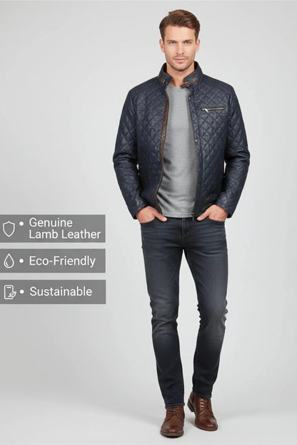 Мъжко Кожено Сако - Яке, Син Roberto Fashion Roberto Fashion Store Jacket LEA2701JACNAVCLSXL M