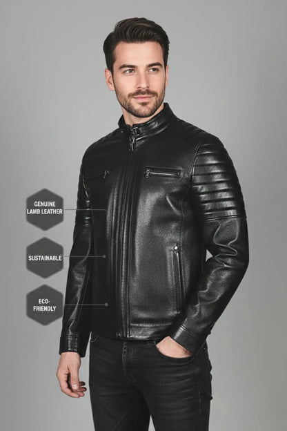 Мъжко Кожено Яке, Черен Roberto Fashion Roberto Fashion Store Jacket LEA2701JACBLKROCL S