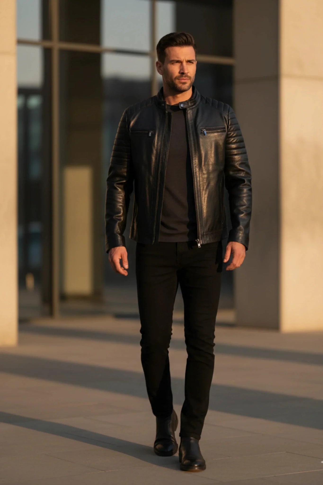 Мъжко Кожено Яке, Черен Roberto Fashion Roberto Fashion Store Jacket LEA2701JACBLKROCL S