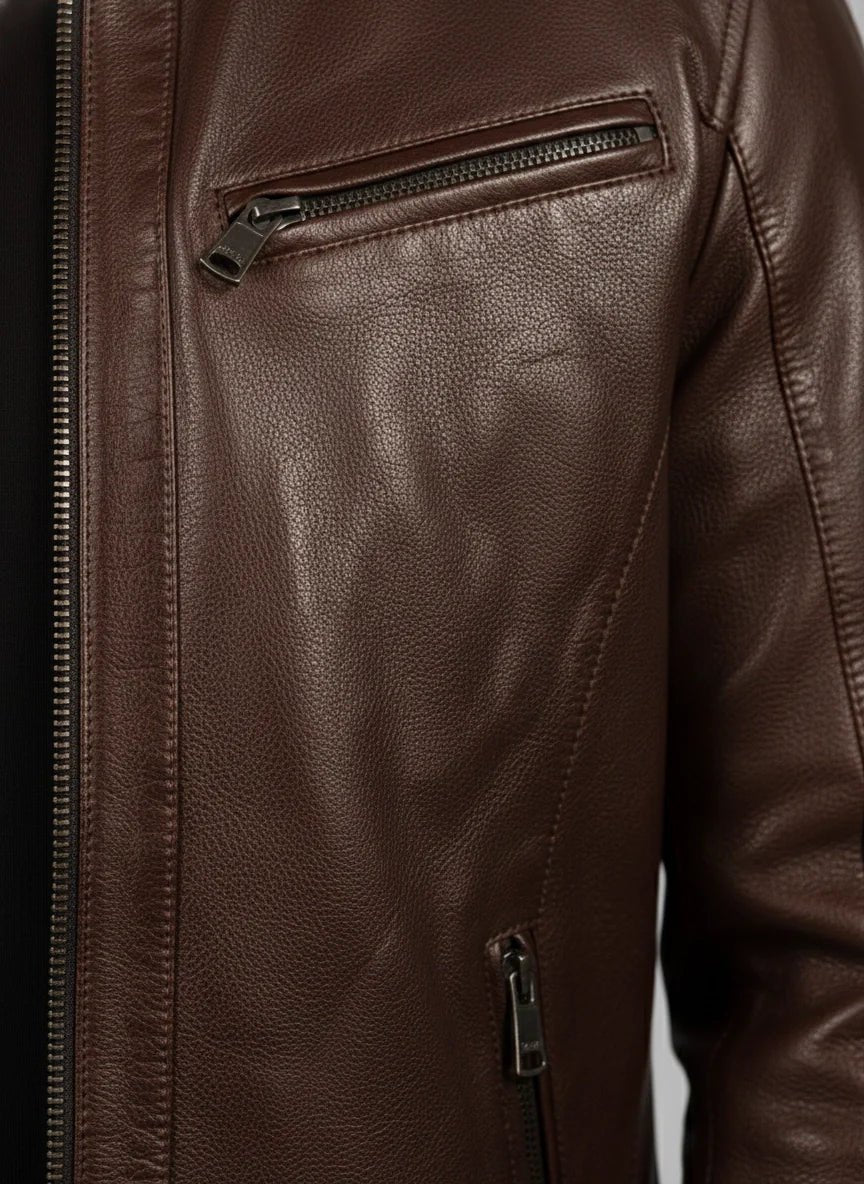 Мъжко Яке от Агнешка Кожа, Кафяв Roberto Fashion Roberto Fashion Store Set LEA1302JCKBROTIG-L S