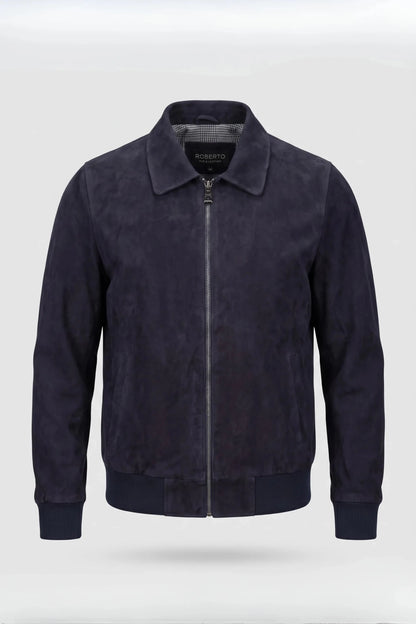 Мъжко яке от естествен велур Matteo в цвят - Нейви Син Roberto&Co Roberto Fashion Store One piece LEA1904JCKSUENAV-S S