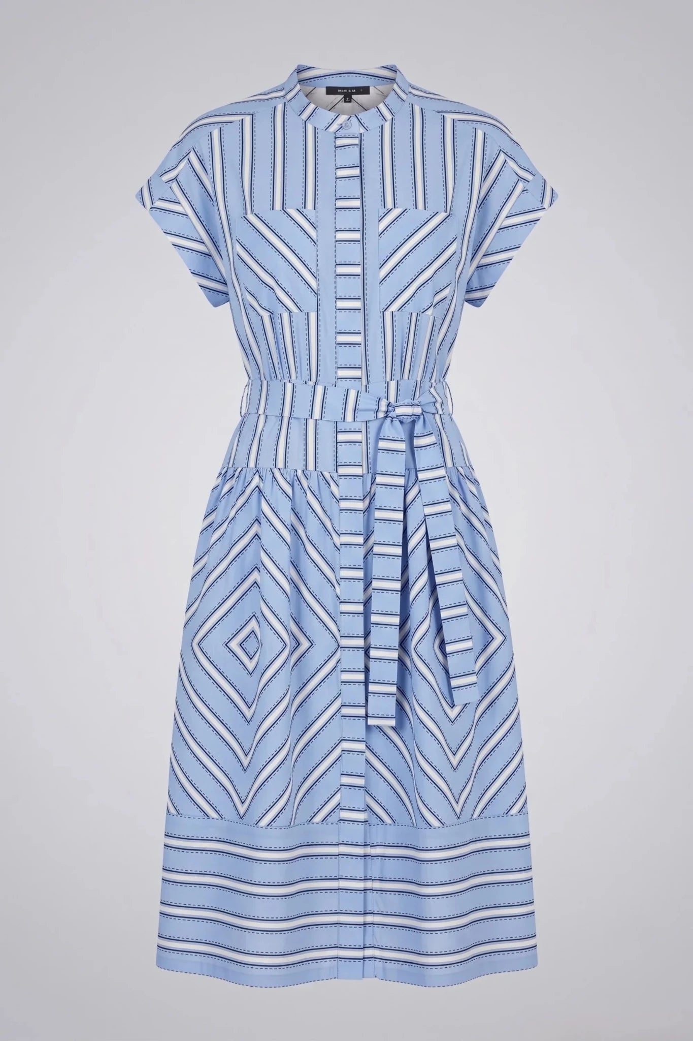 Памучна рокля плюс размер "Cie la vie" - синьо Roberto&Co Roberto Fashion Store Dress PIE1007DRSBLUSTR-44 44