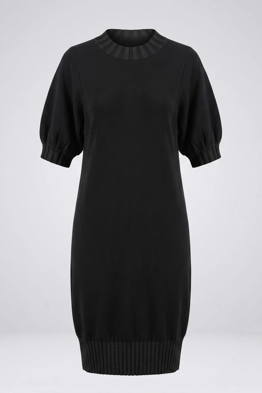 Плетена рокля от био памук Сериано - черно Serianno Roberto Fashion Store Dress SER1007DRSBLKKNI-S S