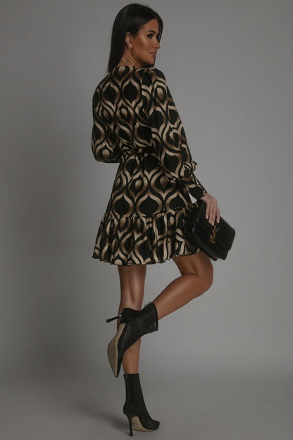 Рокля Ана - Черно - Златна Вискоза с Уникален Дизайн за Жени LaBalancia Roberto Fashion Store Shirt 5907378503414 XS/S