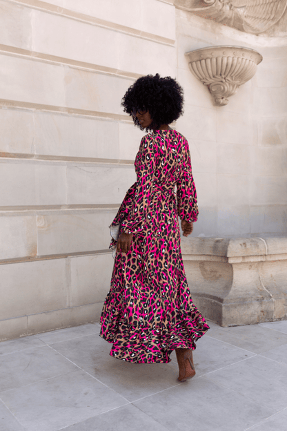 Рокля "АННА" дълга в пантерски десен с розови акценти за жени LaBalancia Roberto Fashion Store Shirt 5907378504169 XS/S