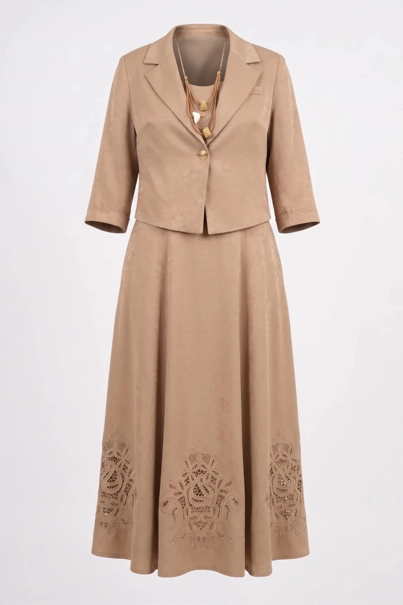 Рокля и сако "Elivana" - бежово Roberto&Co Roberto Fashion Store Dress ELV1007DRSBEIBLZ-44 44