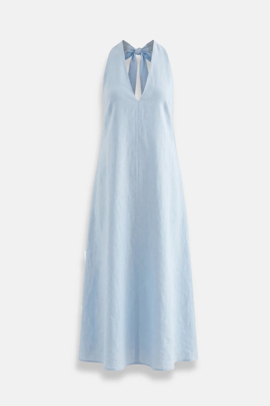 Рокля от сертифициран европейски лен Сериано Exclusive Collection - синьо Serianno Roberto Fashion Store Dress SER0907DRSBLULNG-XS XS