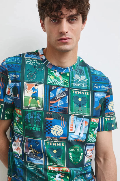 Тъмнозелена мъжка тениска с изцяло щампован дизайн Medicine Roberto Fashion Store T-shirt RW26-TSM115-79A-S S