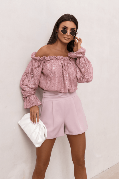 Жена Блуза MIA с дантела в прасковено розово LaBalancia Roberto Fashion Store Set 5907378521616 L