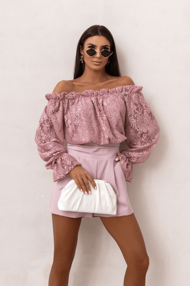 Жена Блуза MIA с дантела в прасковено розово LaBalancia Roberto Fashion Store Set 5907378521616 L