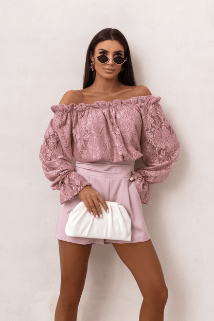 Жена Блуза MIA с дантела в прасковено розово LaBalancia Roberto Fashion Store Set 5907378521616 L