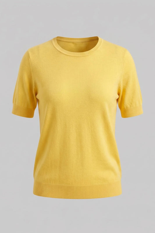 Жълта плетена тениска със сърца на гърба за жени Roberto&Co Roberto Fashion Store Sweater FLC2207KNIBLSYEL-S/M S/M